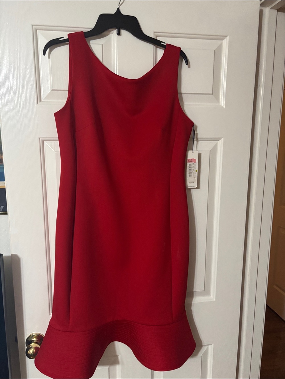 Calvin Klein Red Sleeveless Flounce-Hem Midi Dress